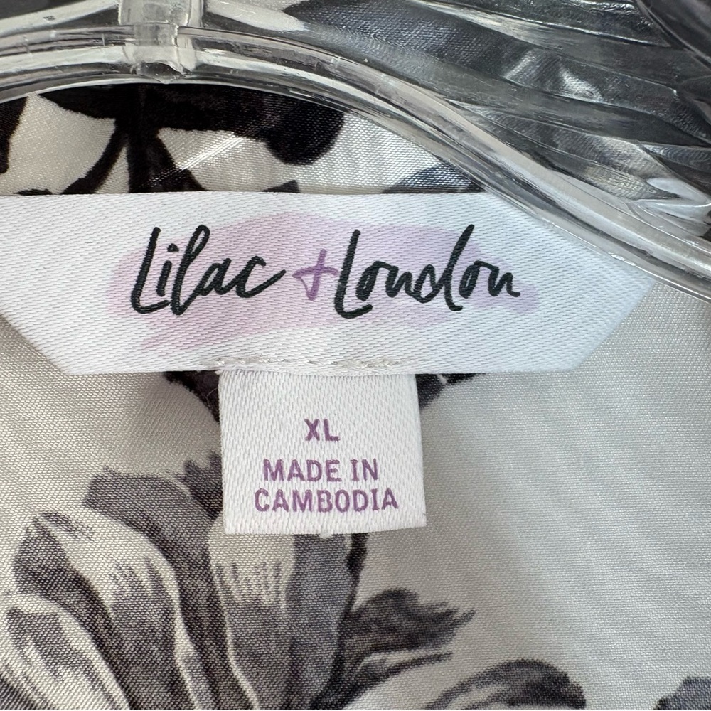 LILAC & LOUDEN Floral Print Pajama Set - Black / White / Red Size XL -- GORGEOUS - Picture 8 of 8